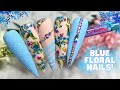 BLUE FLORAL NAIL DESIGN| MATTE NAIL DESIGNS| NAIL TUTORIAL| TRANSFER FOIL NAILS| MADAM GLAM