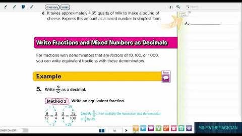 Grade 6, course 1, chapter 2, Lesson 1, part 1, decimals and fractions