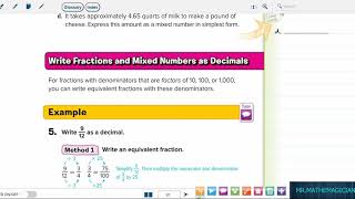 Grade 6, course 1, chapter 2, Lesson 1, part 1, decimals and fractions