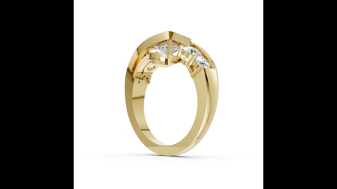 Unique Five-Stone Princess And Round Diamond Ring