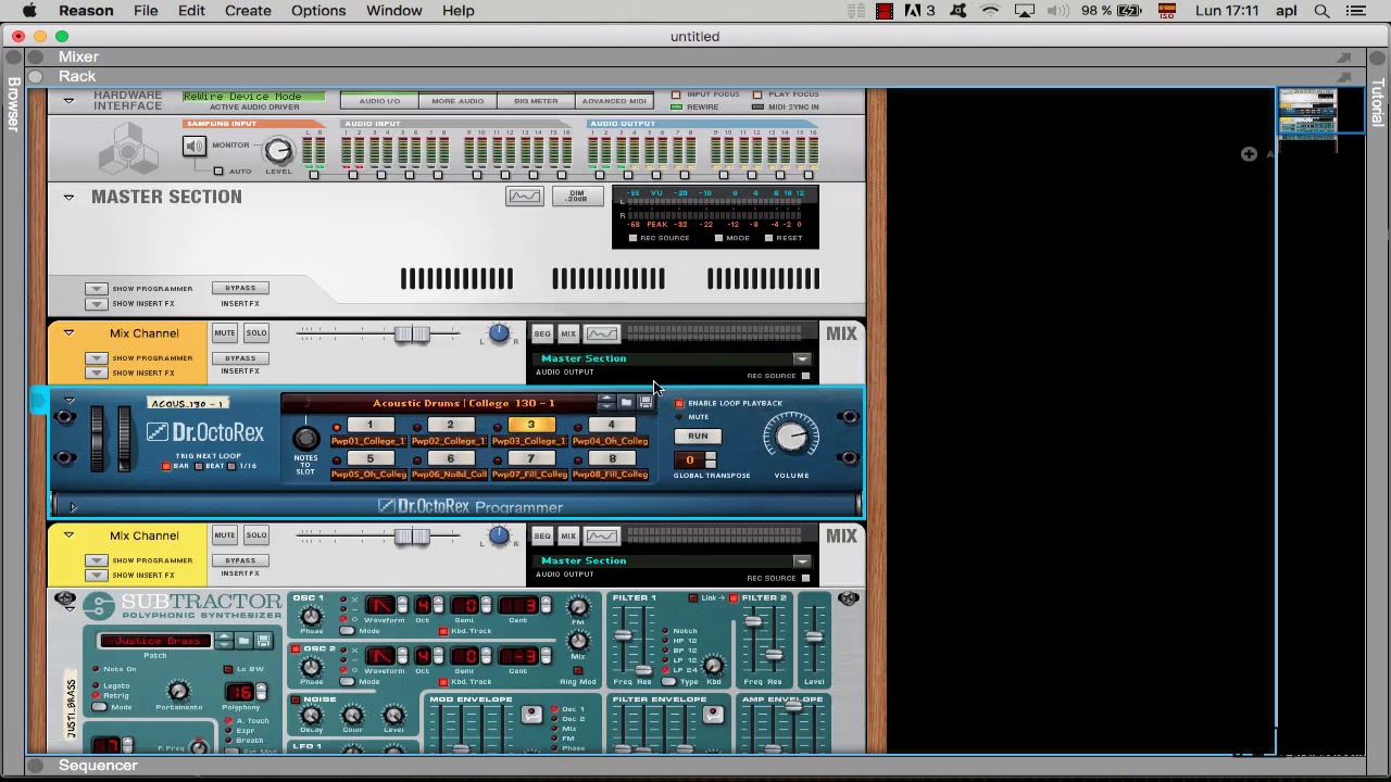 Grabar editar audio en Reason 10 tutorial - Rewire con Logic Pro X p.I