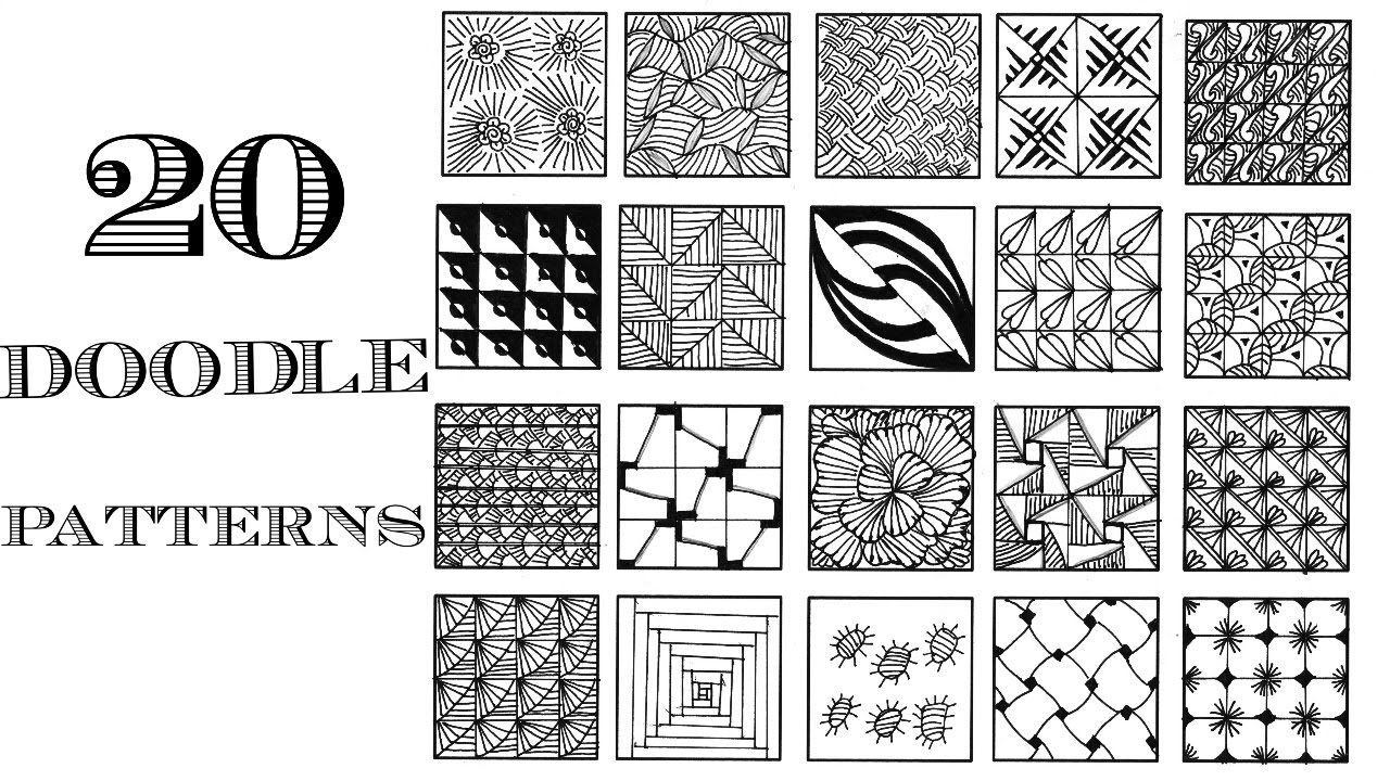 Easy 20 Zentangle Patterns | Doodle Patterns - YouTube