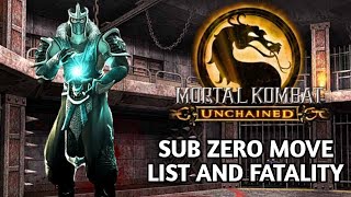 Mortal Kombat Unchained Sub-Zero Move List And Fatality || PPSSPP Emulator Android || screenshot 4