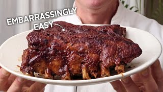 Embarrassingly easy, delicious, fall off the bone ribs