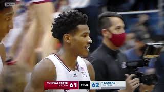 Kansas beats Iowa State on Dajuan Harris's layup with just seconds left