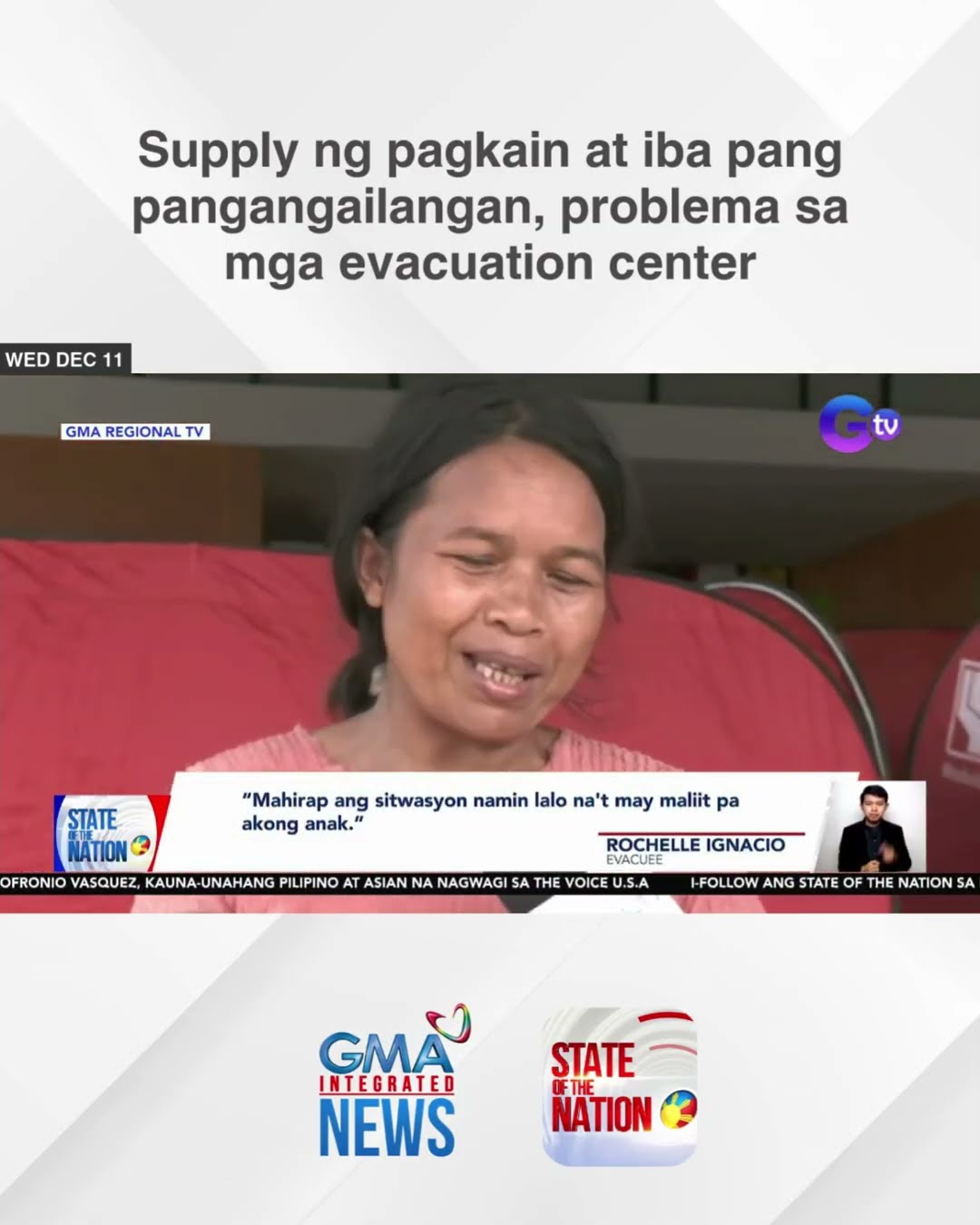 Supply ng pagkain at iba pang pangangailangan, problema sa mga evacuation center | SONA