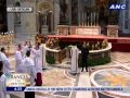 Pope Francis visiting the tomb of St. Peter. He will venerate the tomb.