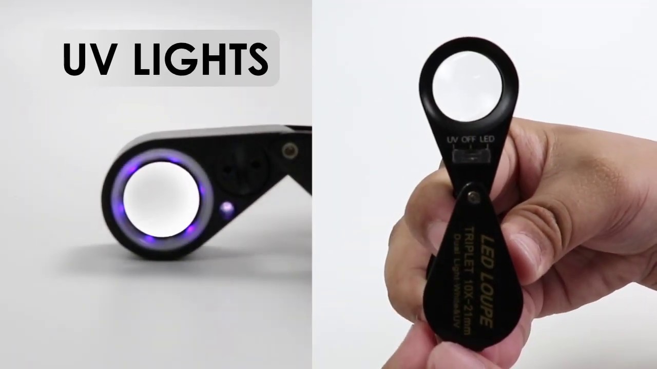 10x Jeweler Loupe Magnifier with 6 LED and UV Lights GEM246 YouTube