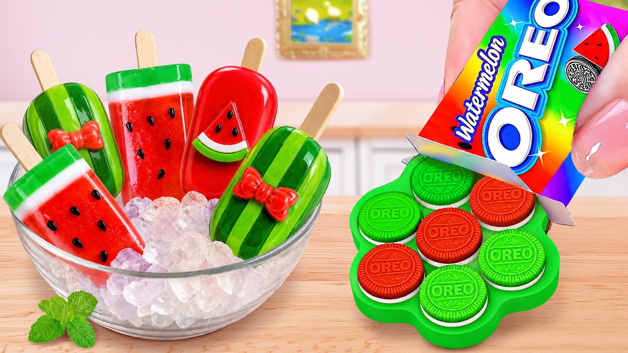 Delicious Watermelon OREO Cookies 🍪 Miniature Watermelon Popsicles | Sweet Baking