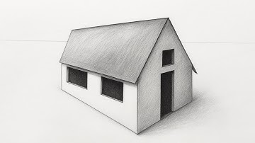 How to draw in a Simple House using Two Point Perspective Drawing step by step (very easy)