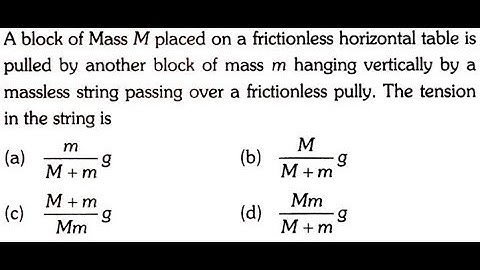 A block of Mass M placed on a frictionless horizontal table is pulled by another block