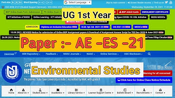 NSOU UG 1st year || Paper :- AE -ES :-21