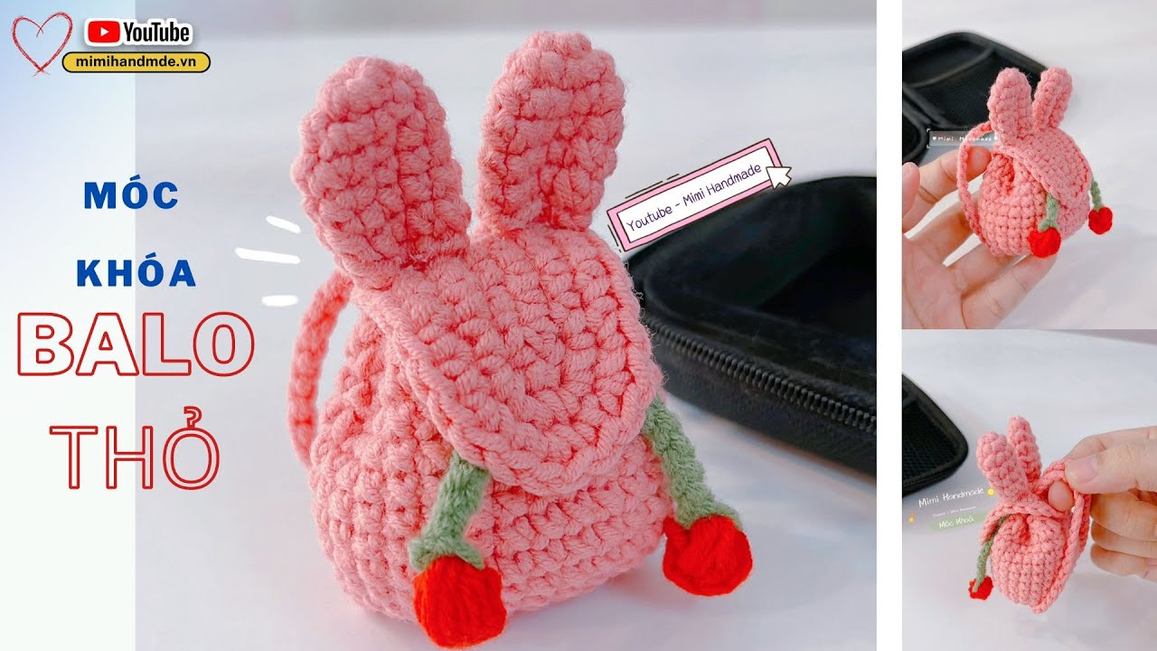 Móc Móc Khoá Balo Thỏ Siêu Cute 🎒 Easy Crochet Rabbit Backpack Keychain