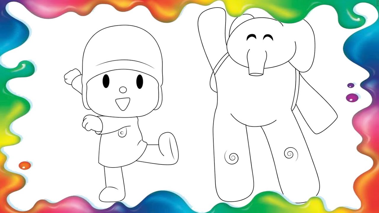 Desenhar E colorir Pocoyo E Seus Amigos 👶👧🏼🐶🐘🦆🐙 Desenhos Para  Crianças 