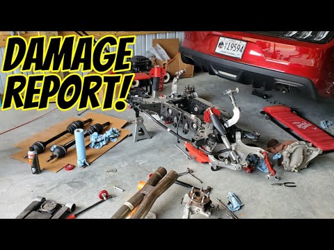 More damage than expected! 2016 Mustang GT rear cradle removal for inspection. Not good!
