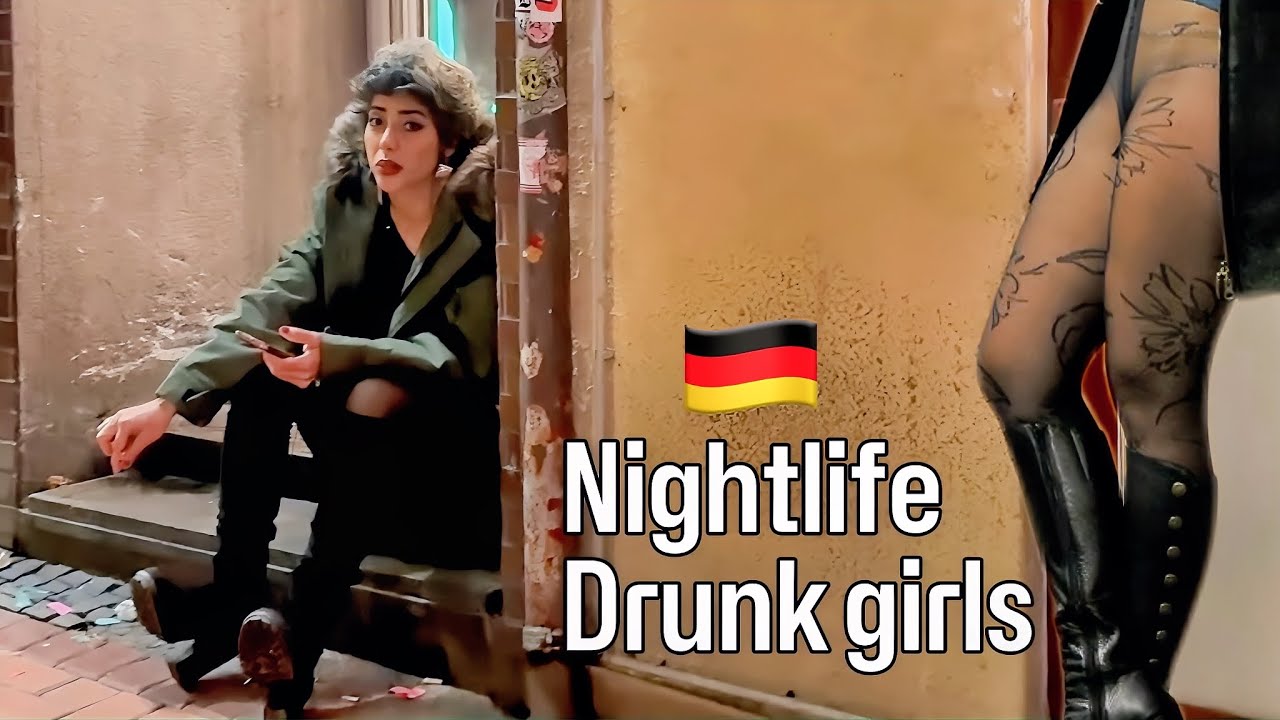 NIGHTLIFE IN DÜSSELDORF / nightlife exciting scenes at midnight / Germany in 4K