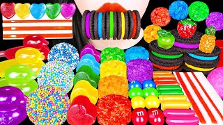 ASMR RAINBOW DESSERTS KOHAKUTO TIKTOK JELLY OREO SNACK FRUITS GUMMY JELLY 무지개 디저트 코하쿠토 MUKBANG 먹방