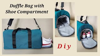 HOW TO SEW DUFFLE BAG WITH SHOE COMPARTMENT / SEWING TUTORIAL STEP BY STEP BAG DIY /PAANO MANAHI