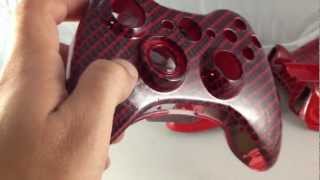 Custom Painted Red Carbon Fiber Hydro-Dip Xbox 360 Controller Shell