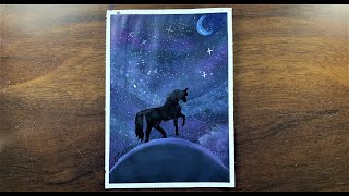 Unicorn Drawing Easy ||  Drawing Galaxy Unicorn With Acrylic Colors For Beginners@HARSHITPALARTS screenshot 2