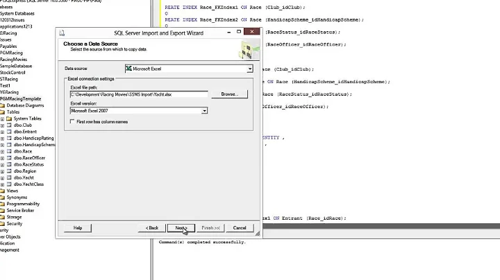 Importing data using SQL Server Management Studio