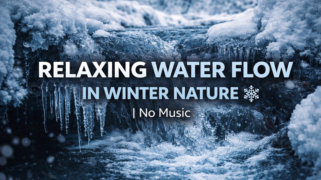 Relaxing Water Flow in Winter Nature | No Music