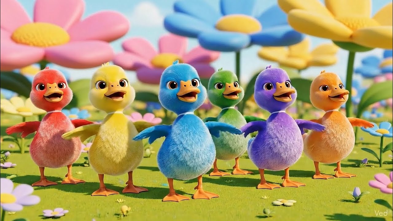 Six Dancing Ducks For Kids | Red Yellow Blue Green Purple Orange | Play & Giggles |