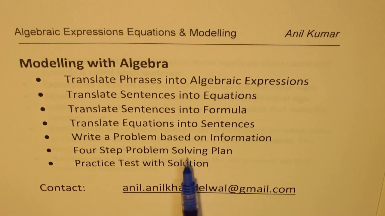 Open Sentence Algebraic Expressions Equations and Modeling - EDEXCEL ...