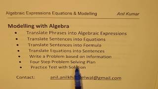 Open Sentence Algebraic Expressions Equations and Modeling - EDEXCEL - GCSE - SAT