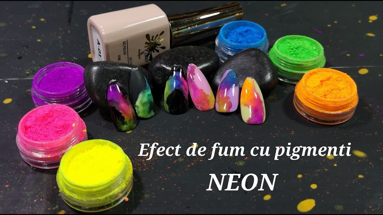 Coloram cu pigmenti neon. Fum pe unghii.
