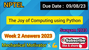 The Joy of Computing using Python | Week 2 Quiz | Assignment 2 Solution | NPTEL | SWAYAM