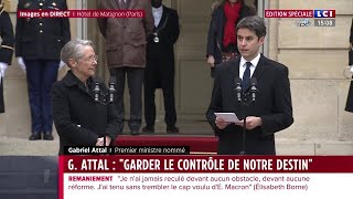 Gabriel Attal Premier ministre : revivez la passation de pouvoir avec Elisabeth Borne