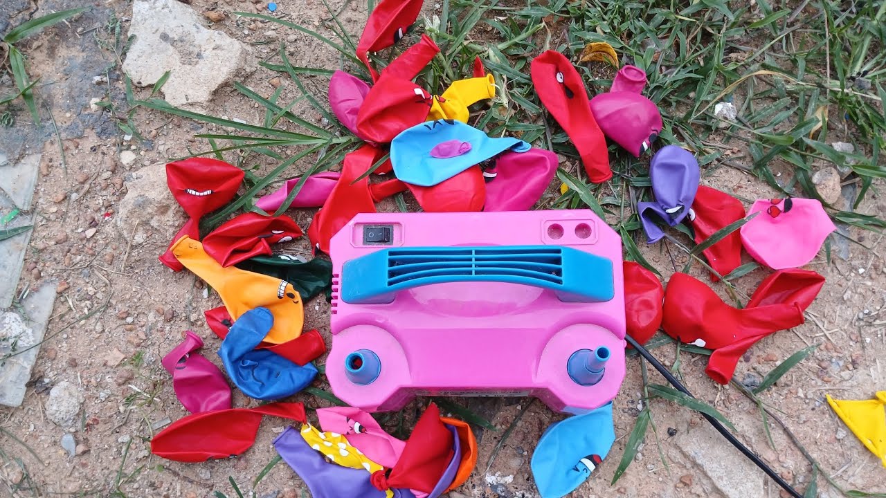 Meniup. Dan Memecahkan Balon Dengan Pompa Listrik | Balon Warna Warni