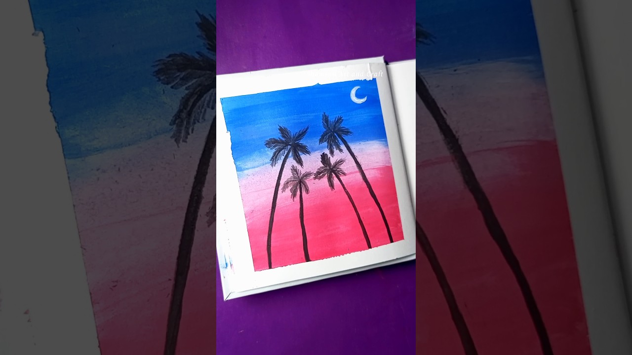 Easy Sunset Painting with Palm Trees 