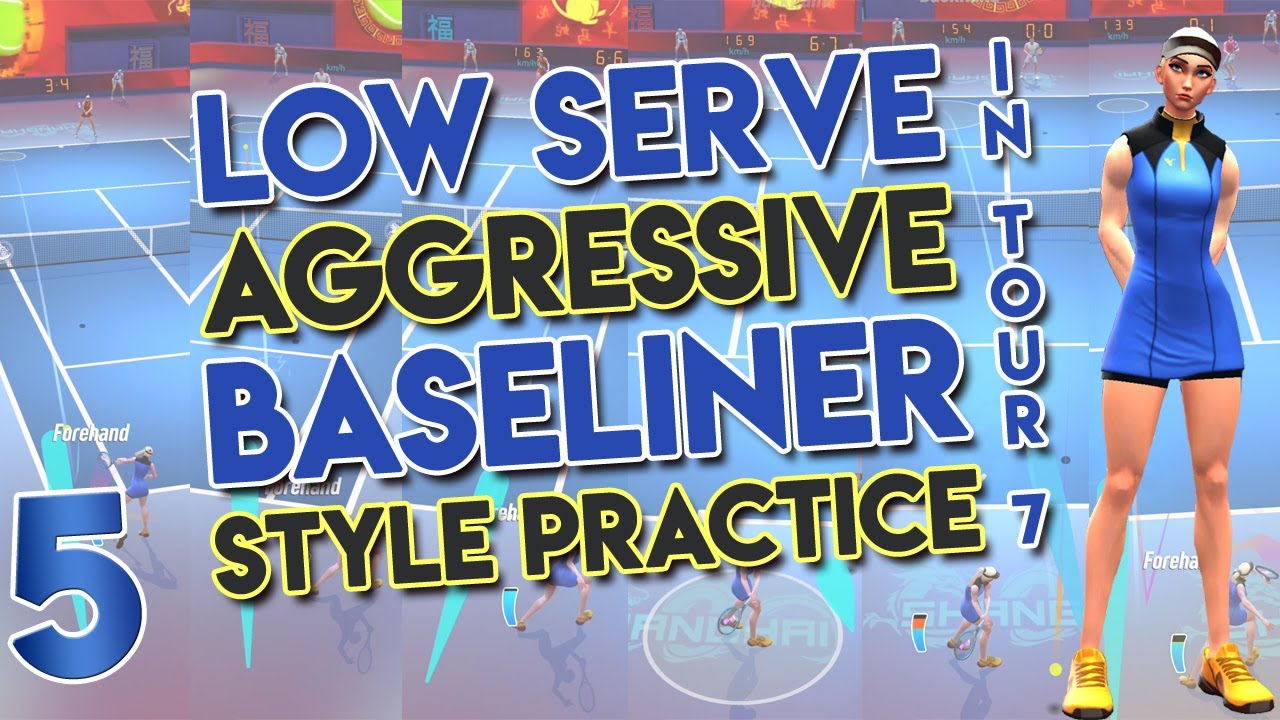 Tennis Clash Low Serve Aggressive Baseliner Style Practice [Part 5
