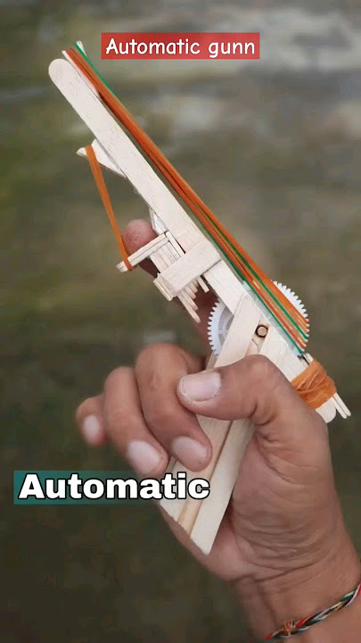 diy kreatif dari stik dan karet gelang menjadi s3napan otomatis #diy #diycrafts #toys #ideas #unik