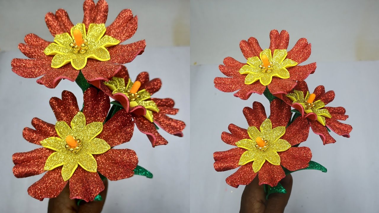 Glitter Paper Flowers Making Glitter Foam Sheet Flower DIY Foam Flowers Glitter Paper