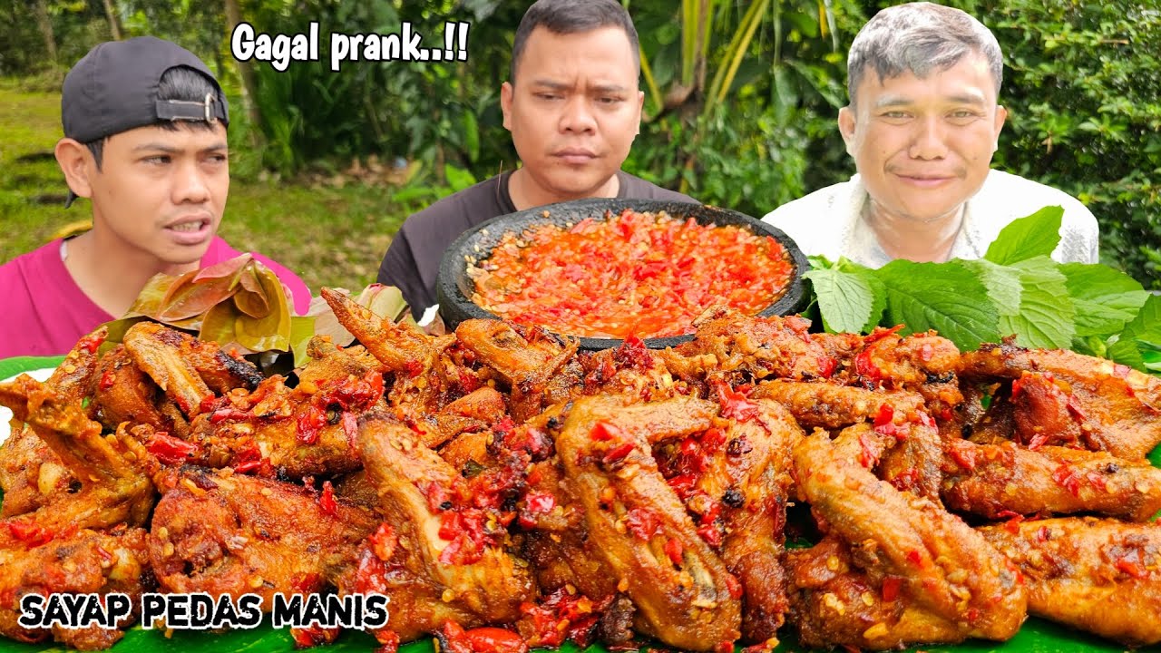 GAGAL PRANK ! MUKBANG SAYAP AYAM PEDAS MANIS + LALAPAN MENTAH, NGALIMED