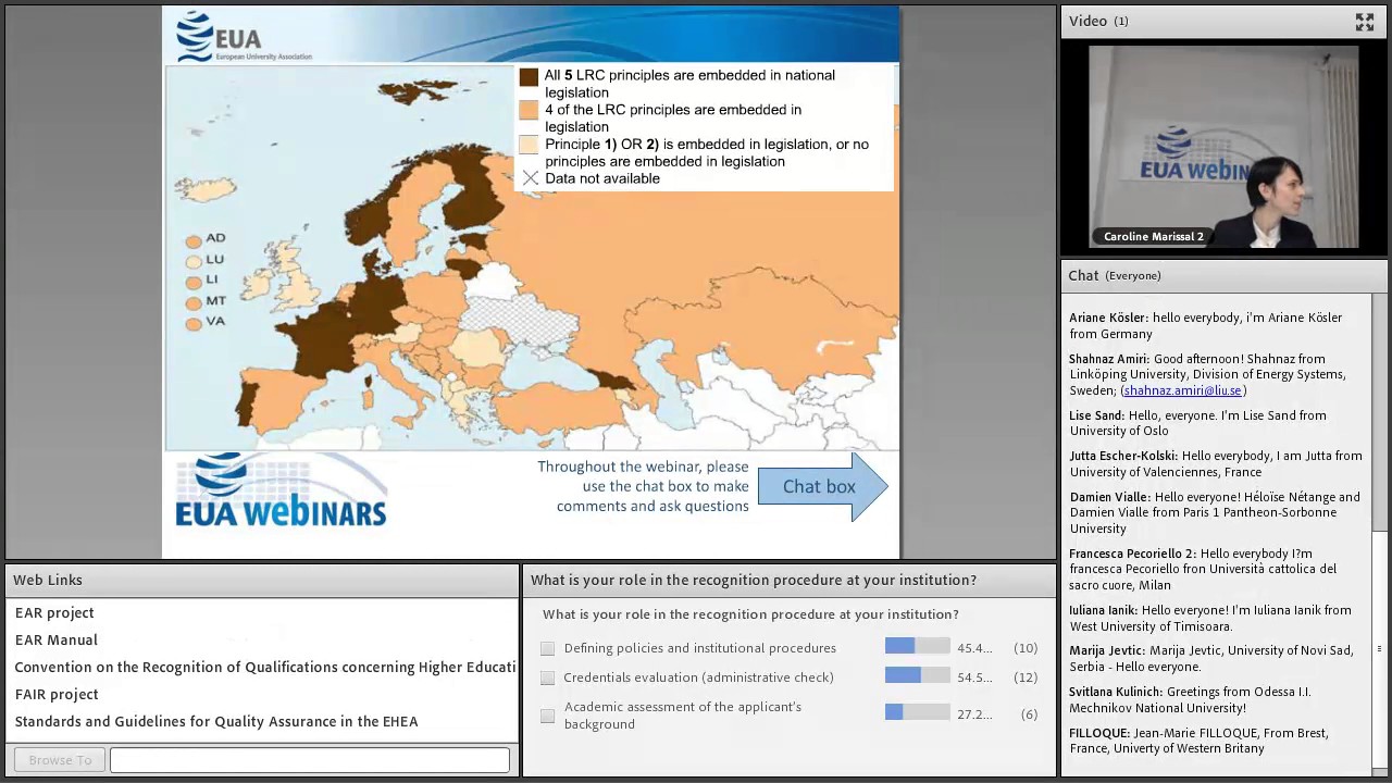 EUA Webinar: “Latest developments in academic recognition”