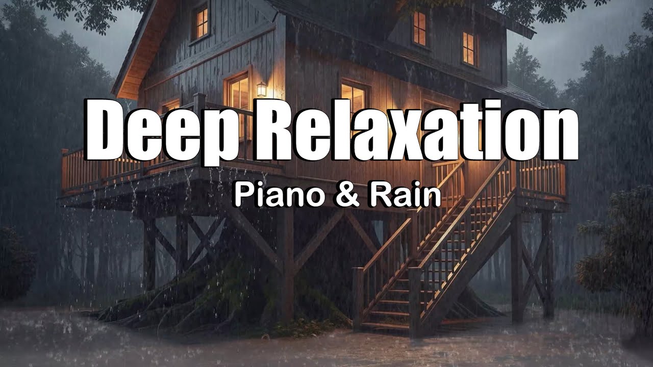 Relaxing Rain Sounds and Slow Piano Music for Fast Sleep and Stress Relief