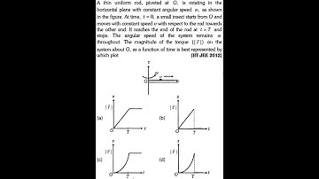 A thin uniform rod, pivoted at O, is rotating in the horizontal plane with constant angular