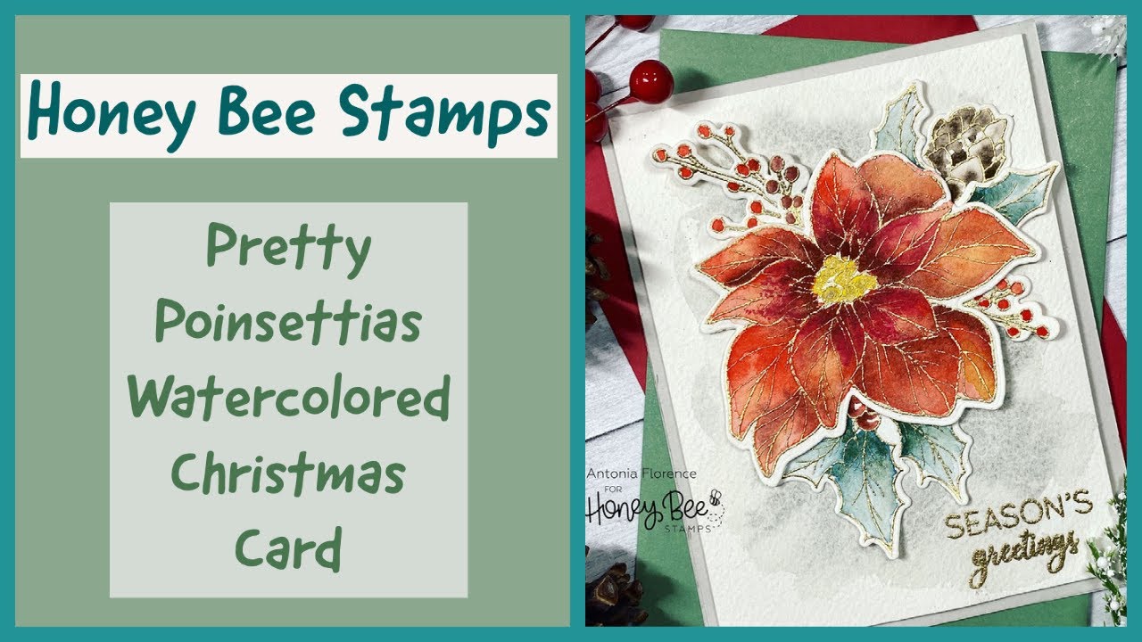 Pretty Poinsettias Watercolored Christmas Card - YouTube