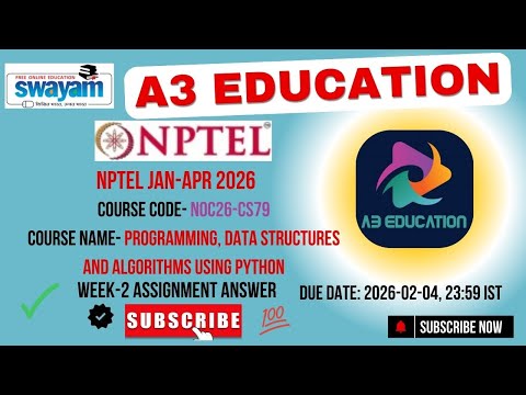 NPTEL Programming Data Structures And Algorithms Using Python Week 2 Assignment Answers | noc26-cs79