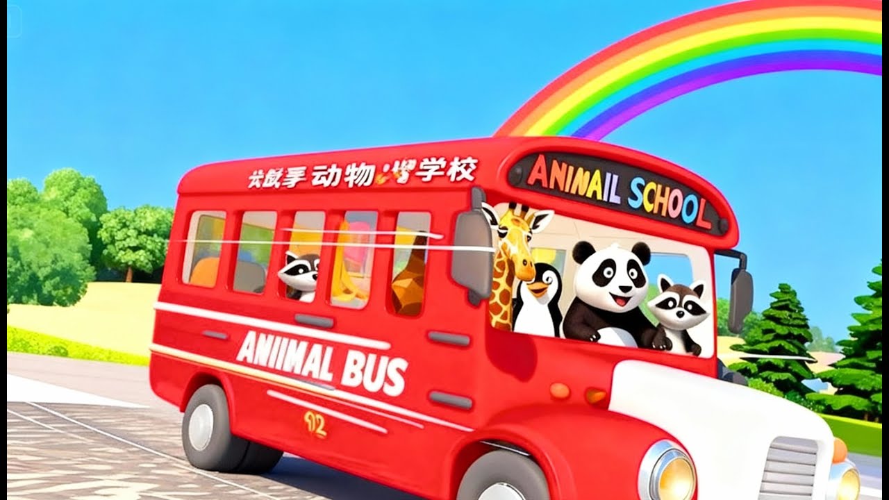 Wheels on the Bus Animal Bus Ride – Fun 3D Cartoon Song for Kids Singing and Dancing