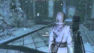 Mirabelle Ervine gives me a brief tour of the College of Winterhold. (Skyrim)