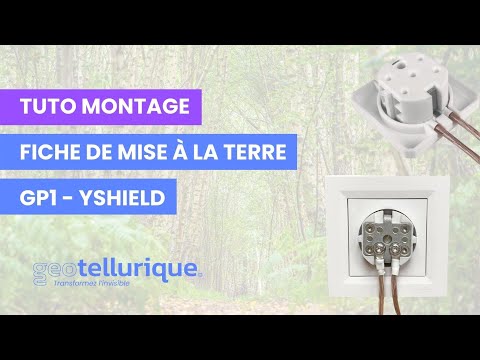 Montage fiche GP1 de mise à la terre Yshield dans une prise de courant encastrable à vis centrale