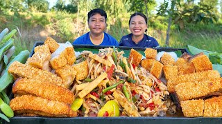 ส้มตำหมูกรอบ หย้ำกินนัวๆแซ่บๆ ฝีมือแม่น้องวันศีล