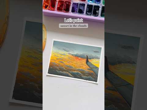 Gouache Postcard🌤️ #art #painting #artist #satisfying #ghibli #shorts #satisfying