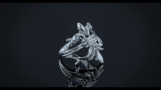 Antique Style Religious Fleur De Lis Ring Oxidized 925 Sterling Silver