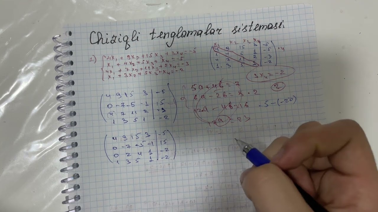 Chiziqli tenglamalar sistemasi 1-semestr Yakuniy baza | Oliy Matematika